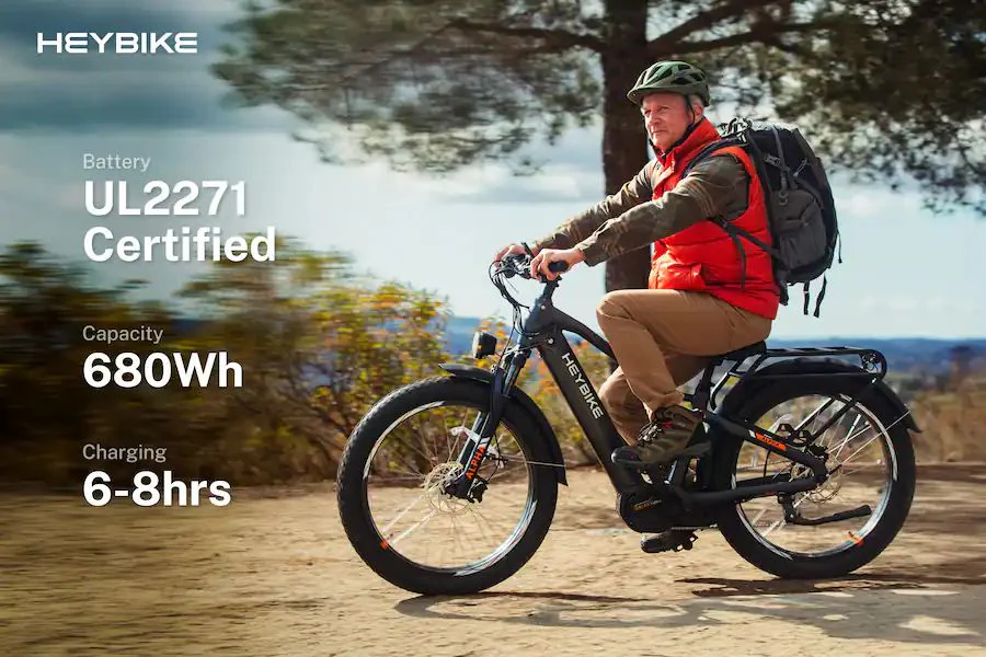 Heybike - ALPHA Mid Drive Fat Tire Commuter Step Over Ebike with 60m Max Range 28mph Max Speed Torque Sensor - HBK-Alpha-Trapez-BK - Image 6