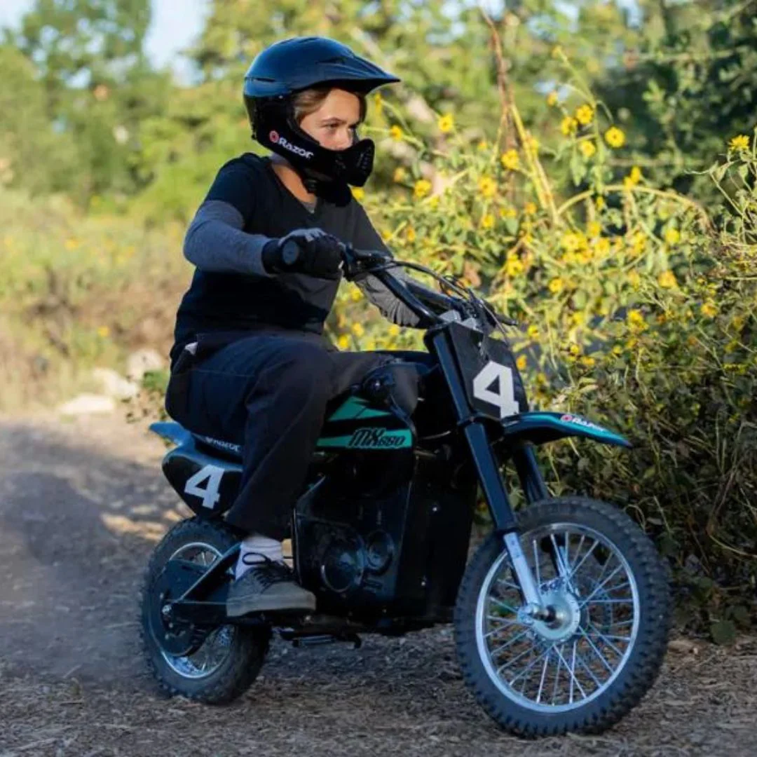 Razor - MX650 Dirt Rocket eBike w/ 10 miles Max Operating Range and 17 mph Max Speed - Black/Teal - 15165045 - Image 8